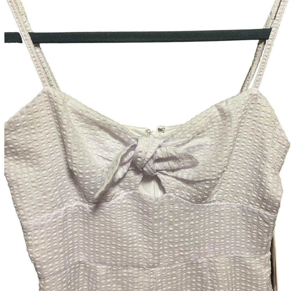 NWT Aqua Seersucker Jumpsuit Women's Size XS White Sleeveless Lined Wide Leg - Picture 8 of 16